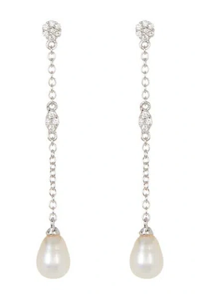 Adornia Silver 7mm Pearl Drop Earrings In Metallic