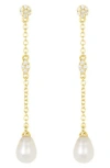 Adornia 14k Gold Plated Freshwater Pearl Drop Earrings In White/gold