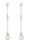 Adornia Freshwater Pearl And Crystal Drop Earrings Silver In White/silver