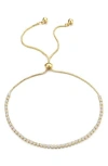 Adornia White Rhodium Plated Swarovski Crystal Accented Lariat Bracelet In Gold
