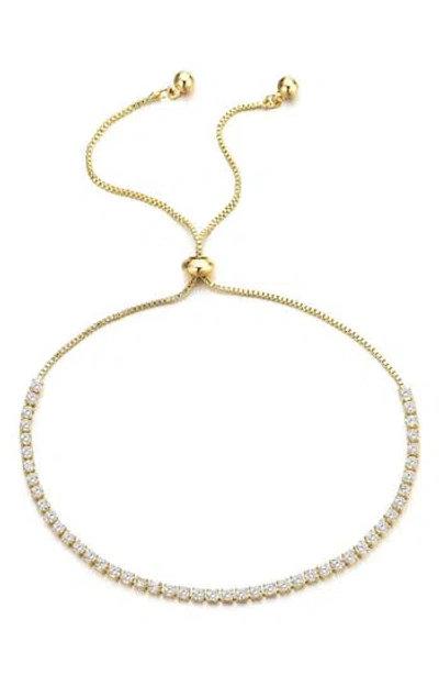 Adornia White Rhodium Plated Swarovski Crystal Accented Lariat Bracelet In Gold