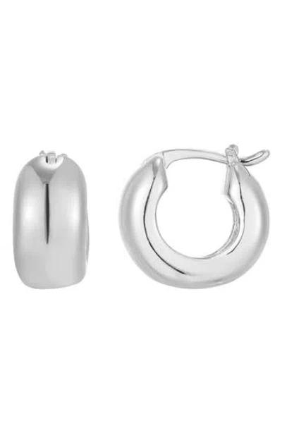 Adornia Wide Huggie Hoop Earrings In White