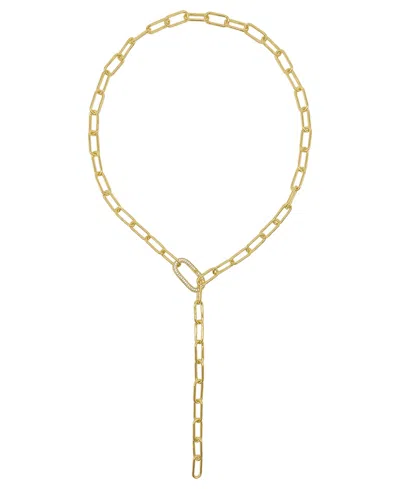 Adornia 14k Plated Crystal Lariat Necklace In Yellow