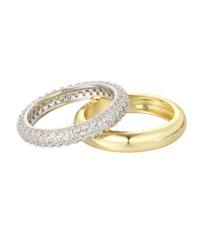 Adornia Women's Cubic Zirconia Stackable Pave Chubby Ring, 2-piece Set In Multi