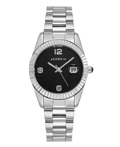 Adornia Women's Silver Rome Black Face Watch