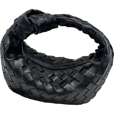 Adornia Woven Faux Leather Crescent Bag In Black