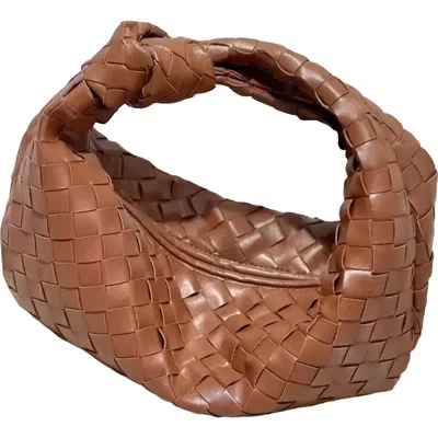 Adornia Woven Faux Leather Crescent Bag In Brown