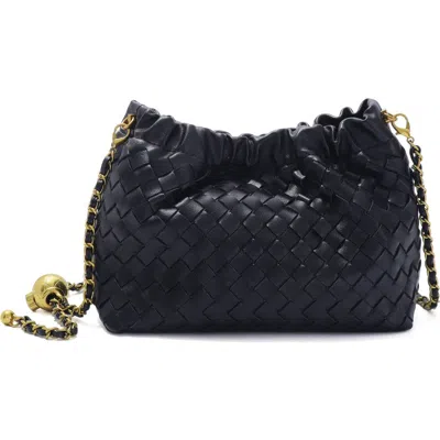 Adornia Woven Faux Leather Crossbody Bag In Black