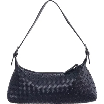 Adornia Woven Faux Leather Shoulder Bag In Black