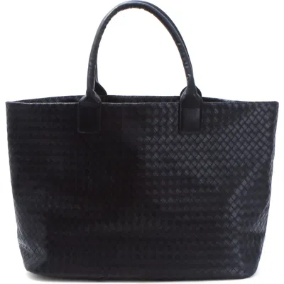 Adornia Woven Faux Leather Tote In Black