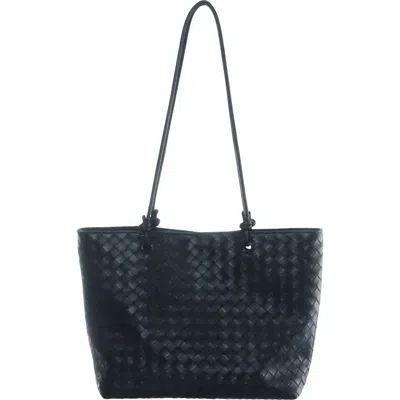 Adornia Woven Faux Leather Tote In Black