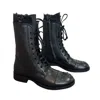 Adrenaline Fashion Designer Genuine Leather Black Studded Lace-up Women's Boots With Lace Detail In Black