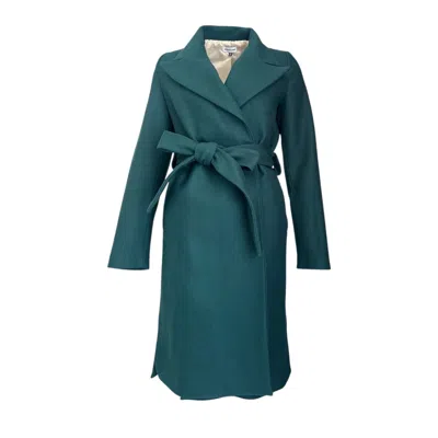 Adrenaline Fashion Emerald Green Wool Belted Coat Elegant Handmade Designer Womens Outerwear Long Winter Coat Luxury Au In Blue