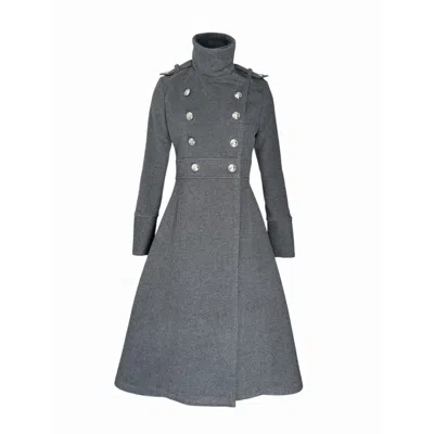 Adrenaline Fashion Long Grey Wool Coat Elegant Classic Winter Overcoat High Neck Double Breasted Designer Women's Outer In Gray
