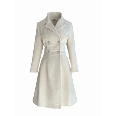 Adrenaline Fashion Long Off-white Wool Coat Elegant Double Breasted Winter Overcoat With Lining Women's Designer Outerw