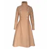 Adrenaline Fashion Neutrals Long Camel Wool Coat With Lining – Elegant Double-breasted Women's Overcoat In Sand