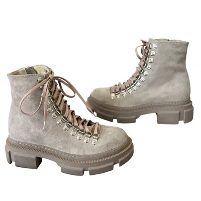 Adrenaline Fashion Neutrals Women's Suede And Leather Lace-up Ankle Boots – Chunky Sole Designer Handmade Boots In Brown
