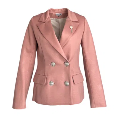 Adrenaline Fashion Pink Blazer With Golden Thread – Designer Cotton Polyester Jacket, Elegant Women's Tailored Suit Jac