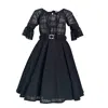 Adrenaline Fashion Women's Black Cotton Lace Party Dress – Elegant Autumn Outfit, Luxury Cocktail Dress With Cotton Lin In Black
