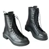 Adrenaline Fashion Women's Black Leather Boots – Handmade Designer Lace-up Boots With Chunky Sole In Black