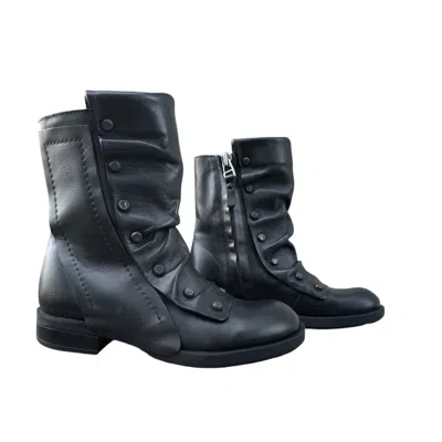 Adrenaline Fashion Women's Black Leather Boots With Button Detail – Handmade Genuine Leather Ankle Boots