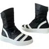 Adrenaline Fashion Women's Black / White Black And White Leather Snickers Boots – Handmade Designer High-top Sneakers B In Black