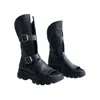 Adrenaline Fashion Women's Designer Summer Boots – Genuine Leather, Open Toe, Black Chunky Sole With Buckle Straps In Black