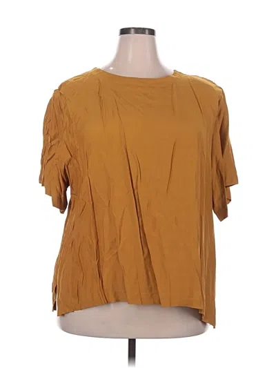 Pre-owned Adrian Jordan Short Sleeve Blouse In Brown