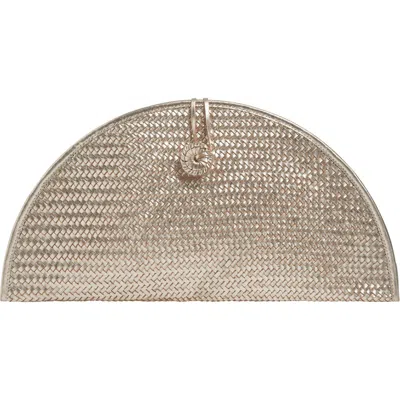 Adriana Castro La Barca Handwoven Leather Clutch In Gold