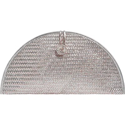 Adriana Castro La Barca Handwoven Leather Clutch In Silver