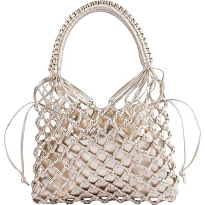 Adriana Castro La Red Mini Mesh Bag In Leather In Gold