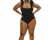 Adriana Contreras Bodysuit With Puff Straps - Plus In Black In Black