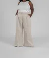 Adriana Contreras Linen Wide Leg Pants - Plus In Taupe In Gray