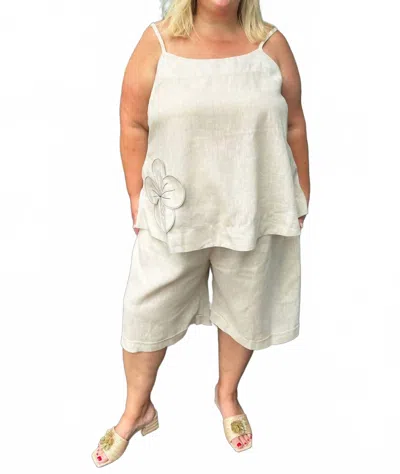 Adriana Contreras Linen Wide Leg Shorts - Plus In Crude In Multi