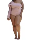 Adriana Contreras One Shoulder Bodysuit - Plus In Rose In Pink
