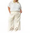 Adriana Contreras Wide Leg Linen Pants With Split Leg - Plus In Crude In Neutral