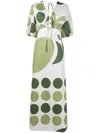 Adriana Degreas Abstract-print Cotton Maxi Dress In Green