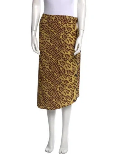Pre-owned Adriana Degreas Animal Print Midi Length Skirt In Yellow
