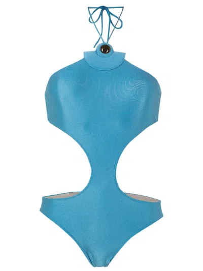 Adriana Degreas Appliqué-detail One-piece In Blue