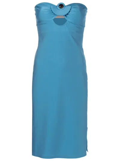 Adriana Degreas Appliqué-detail Strapless Dress In Blue