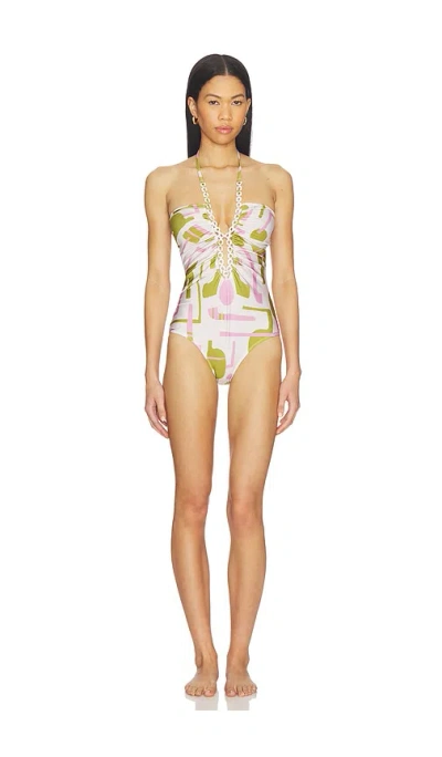 Adriana Degreas Balearic Chain Halter One Piece In White
