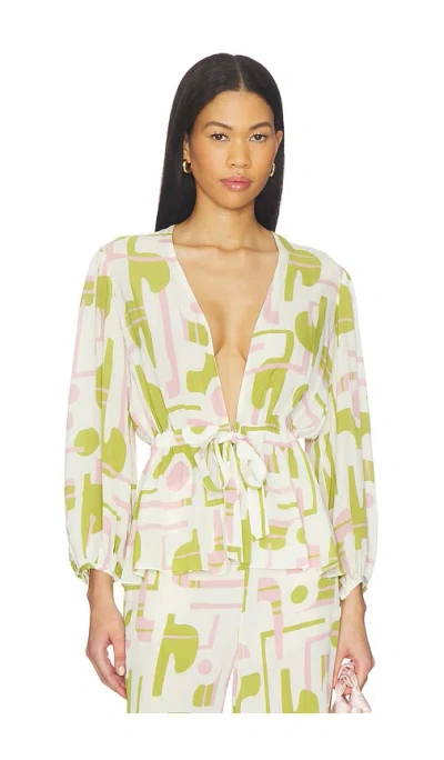 Adriana Degreas Balearic Voluminous Sleeves Blouse In Multi