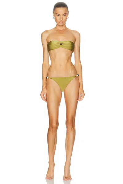 Adriana Degreas Bandeau Beaded Bikini Set In Animal Print