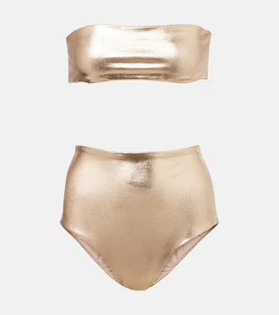 Adriana Degreas Bandeau Bikini In Gold