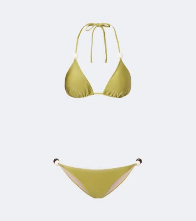 Adriana Degreas Beaded Bikini In Green
