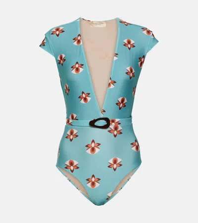 Adriana Degreas Belted Swimsuit In Blue