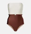 Adriana Degreas Bicolor Belted Swimsuit In Brown