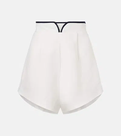 Adriana Degreas Bicolor Linen-blend Bermuda Shorts In White