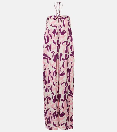 Adriana Degreas Bold Floral Printed Maxi Dress In Pink