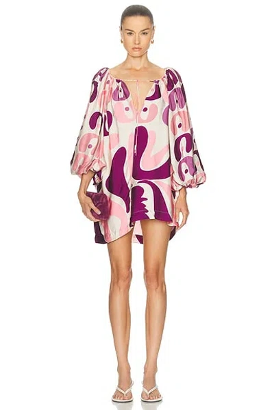 Adriana Degreas Bold Floral Puff Sleeve Mini Dress In Multi